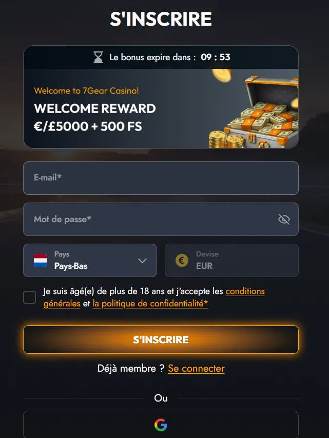 7Gear Casino Inscription